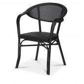 Fotel aluminiowy Monaco, kawiarniany, ogrodowy, wys. siedziska 46 cm, tekstylia, czarny, XIRBI 78591
